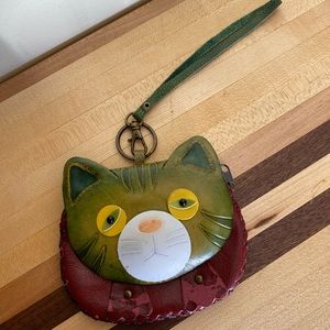 Leather cat shape coin purse